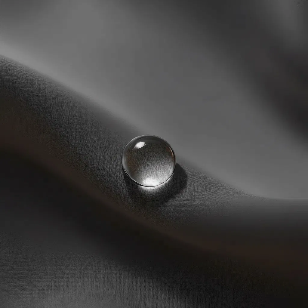 Water droplet on dark fabric